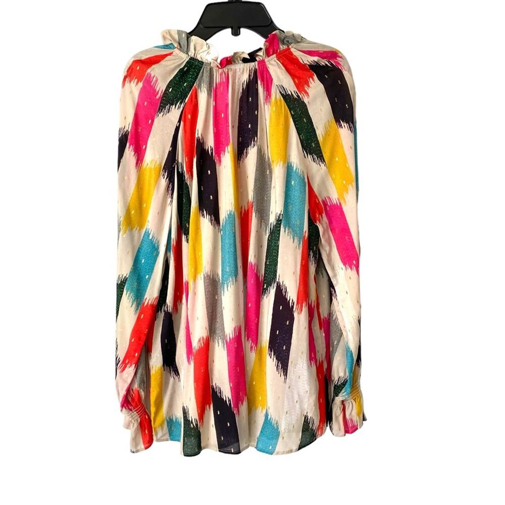 Vilagallo Velma Top Rainbow Brushstroke Gold Metallic Blouse NWTS size 44 US 12 - Picture 7 of 11